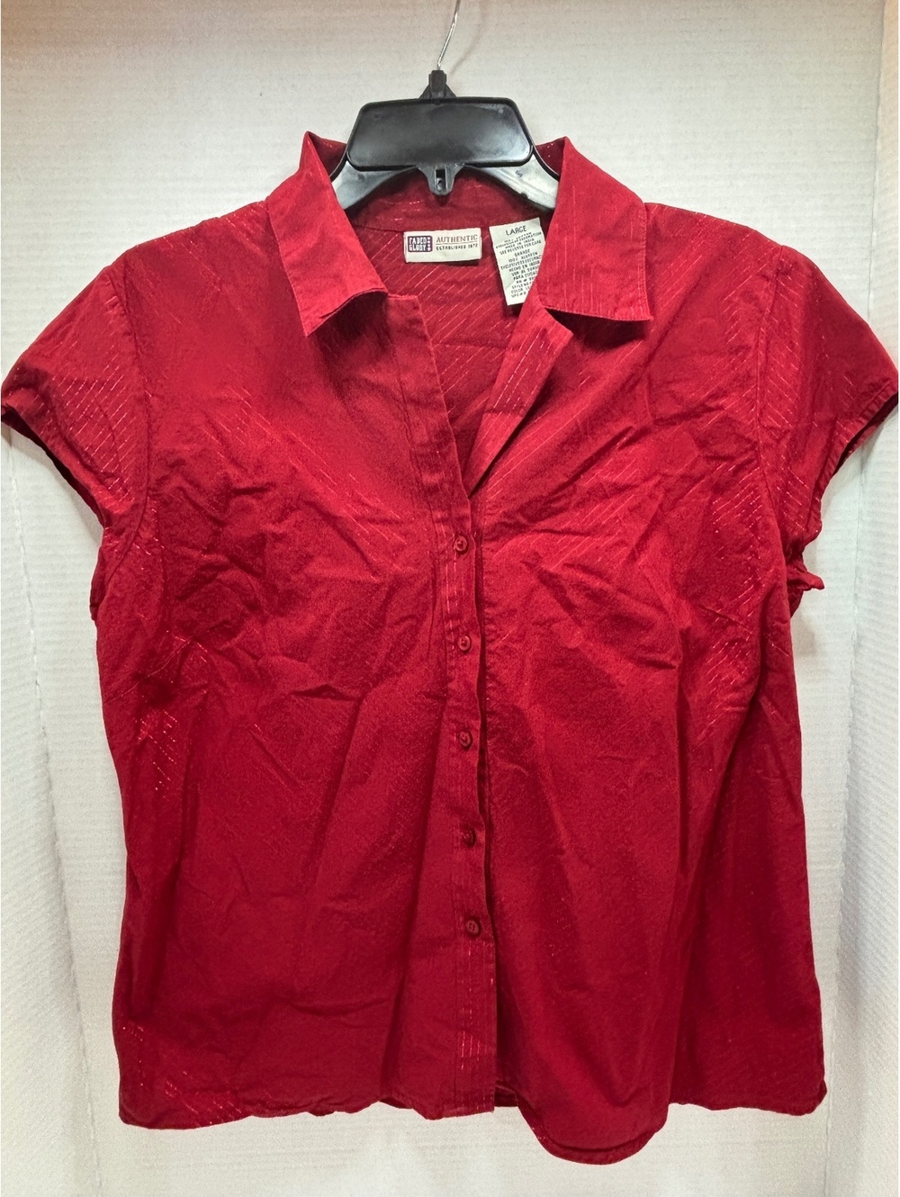Faded Glory red short sleeve button-up shirt